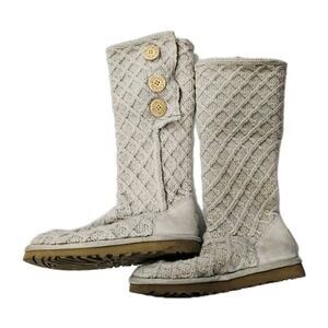UGG Lattice Knit Cardy Tall SN 3066 Women's Boots Size 7 Beige